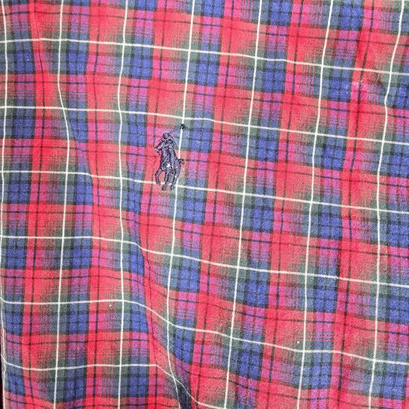 Ralph Lauren Button Down Shirt Boys Large (14-16) Red Blue Plaid Long Sleeve - Picture 5 of 5